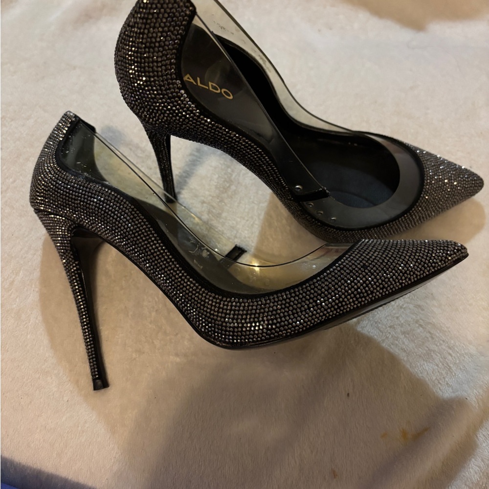 Aldo Black and Silver Stiletto Heels